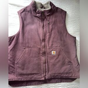 Carhartt Women's Loose Fit Washed Duck Sherpa-Lined Mock Neck Vest